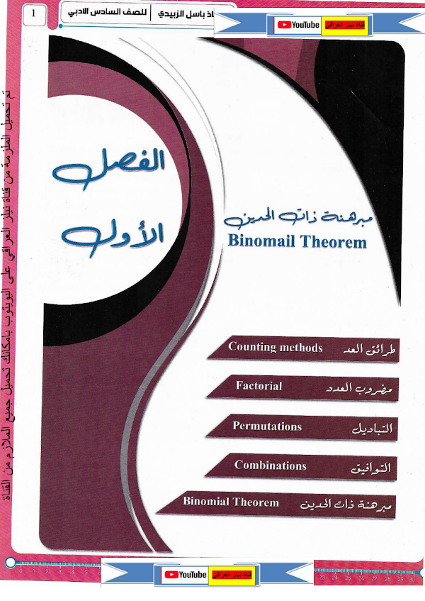 غلاف ملزمة الرياضيات باسل الزبيدي السادس ادبي 2026 - 2027